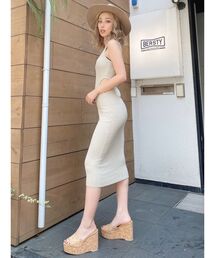 GYDA | サイドオープンVネックリブニットワンピース(ワンピース)