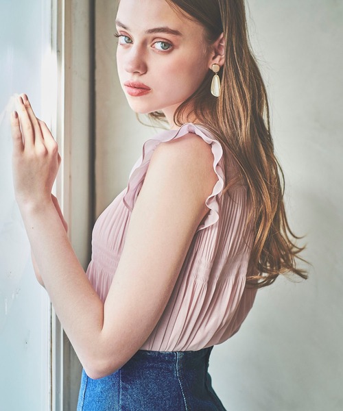 BE RADIANCE（ビーラディエンス）の「マジョリカプリーツブラウス（シャツ/ブラウス・レディース・ピンク/ホワイト/ブルー・FREE）」の4枚目の写真