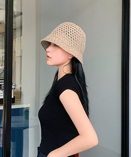 LIPSERVICE(リップサービス)の「透かしレース編みバケットハット【ZOZOTOWN限定】(ハット・レディース・ブラック/ホワイト/イエロー/ベージュ・FREE)」の10枚目の写真