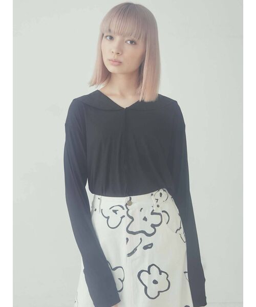 merry jenny（メリージェニー）の「【セットアップ】mellowサテンコンビリブセーラーカットソー（Tシャツ/カットソー・レディース・ブラック/ベージュ/ブルー・FREE）」の19枚目の写真