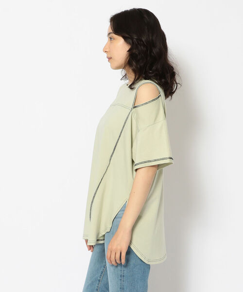EACH.(イーチ)の「EACH(イーチ) CONTRAST STITCH P/O コントラスト ステッチ プルオーバー(Tシャツ/カットソー・レディース・グリーン/ブラック/ホワイト・FREE)」の4枚目の写真