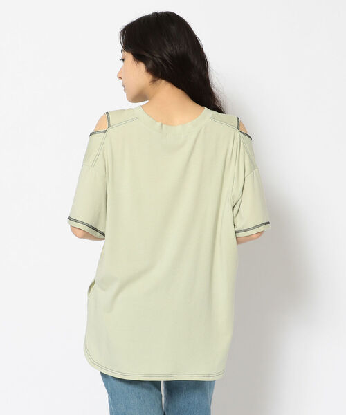 EACH.(イーチ)の「EACH(イーチ) CONTRAST STITCH P/O コントラスト ステッチ プルオーバー(Tシャツ/カットソー・レディース・グリーン/ブラック/ホワイト・FREE)」の5枚目の写真