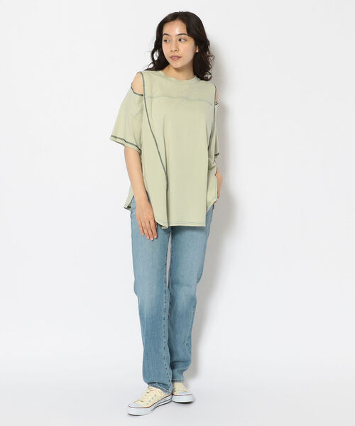 EACH.(イーチ)の「EACH(イーチ) CONTRAST STITCH P/O コントラスト ステッチ プルオーバー(Tシャツ/カットソー・レディース・グリーン/ブラック/ホワイト・FREE)」の11枚目の写真