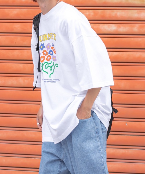 Perushu(ペルーシュ)の「レトロフラワーロックTシャツ(Tシャツ/カットソー・メンズ・ホワイト/チャコールグレー/ブラック/ライトグリーン・MEDIUM/LARGE)」の11枚目の写真