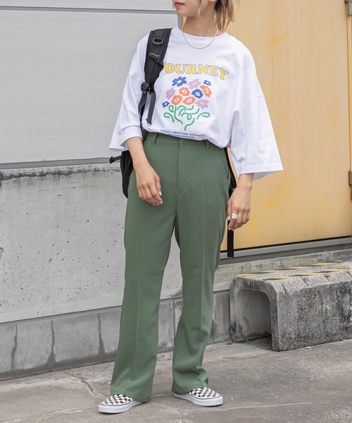Perushu(ペルーシュ)の「レトロフラワーロックTシャツ(Tシャツ/カットソー・メンズ・ホワイト/チャコールグレー/ブラック/ライトグリーン・MEDIUM/LARGE)」の8枚目の写真