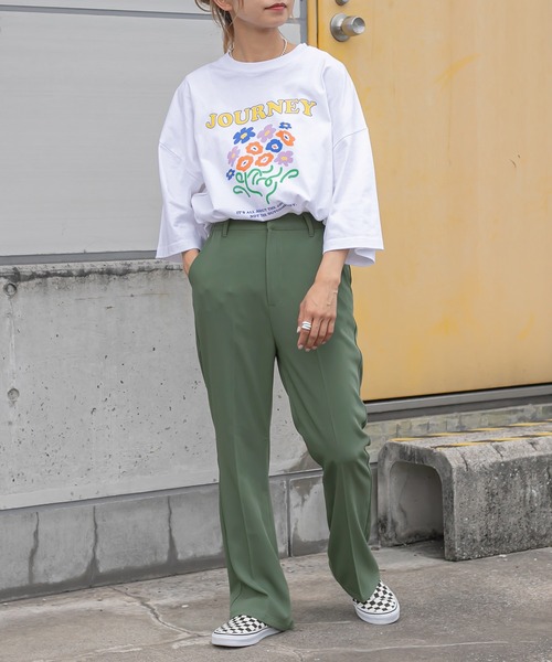 Perushu(ペルーシュ)の「レトロフラワーロックTシャツ(Tシャツ/カットソー・メンズ・ホワイト/チャコールグレー/ブラック/ライトグリーン・MEDIUM/LARGE)」の7枚目の写真