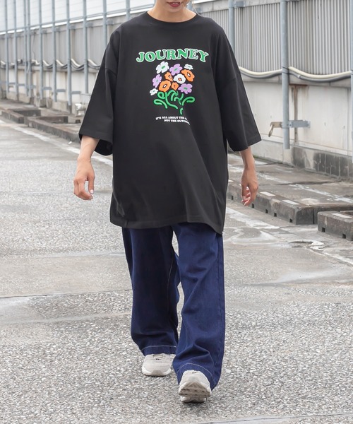 Perushu(ペルーシュ)の「レトロフラワーロックTシャツ(Tシャツ/カットソー・メンズ・ホワイト/チャコールグレー/ブラック/ライトグリーン・MEDIUM/LARGE)」の15枚目の写真