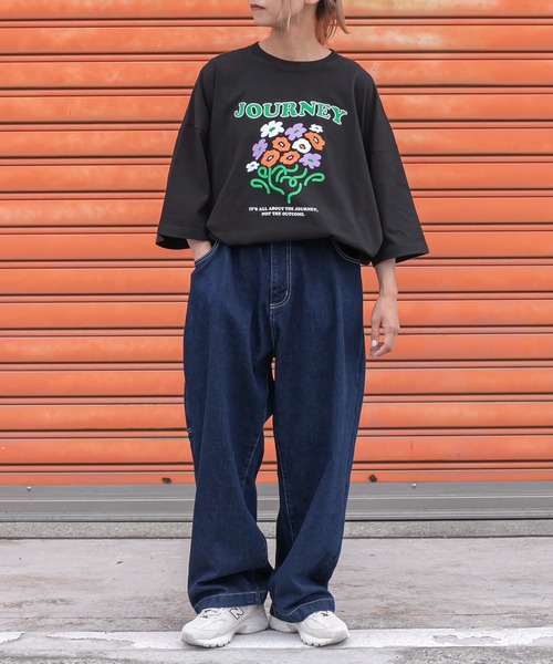 Perushu(ペルーシュ)の「レトロフラワーロックTシャツ(Tシャツ/カットソー・メンズ・ホワイト/チャコールグレー/ブラック/ライトグリーン・MEDIUM/LARGE)」の14枚目の写真