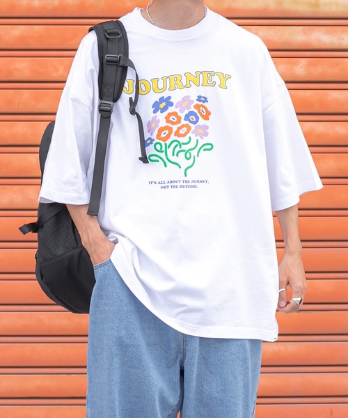 Perushu(ペルーシュ)の「レトロフラワーロックTシャツ(Tシャツ/カットソー・メンズ・ホワイト/チャコールグレー/ブラック/ライトグリーン・MEDIUM/LARGE)」の10枚目の写真