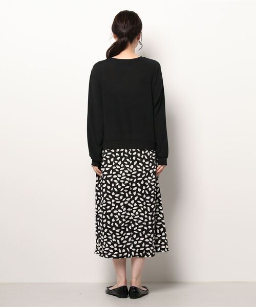 SVEC（シュベック）の「ロング スカート × ニット ドッキング オーバーサイズ ワンピース（ワンピース・レディース・ブラック/ネイビー・FREE）」の3枚目の写真