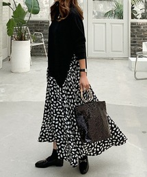 SVEC | ロング スカート × ニット ドッキング オーバーサイズ ワンピース(ワンピース)