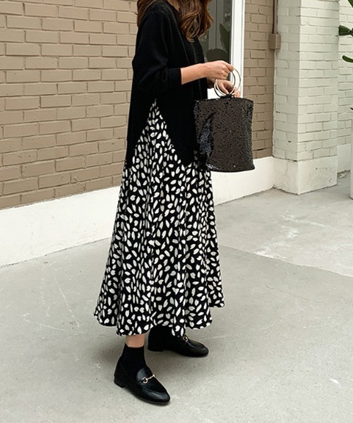 SVEC（シュベック）の「ロング スカート × ニット ドッキング オーバーサイズ ワンピース（ワンピース・レディース・ブラック/ネイビー・FREE）」の12枚目の写真