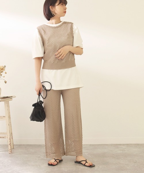 Factor=（ファクターイコール）の「メッシュ編みニットパンツ（その他パンツ・レディース・ブラック/オレンジ/モカ・FREE）」の16枚目の写真