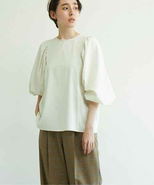 美品 GALLARDA GALANTEアムンゼンギャザースリーブブラウス 黒 F