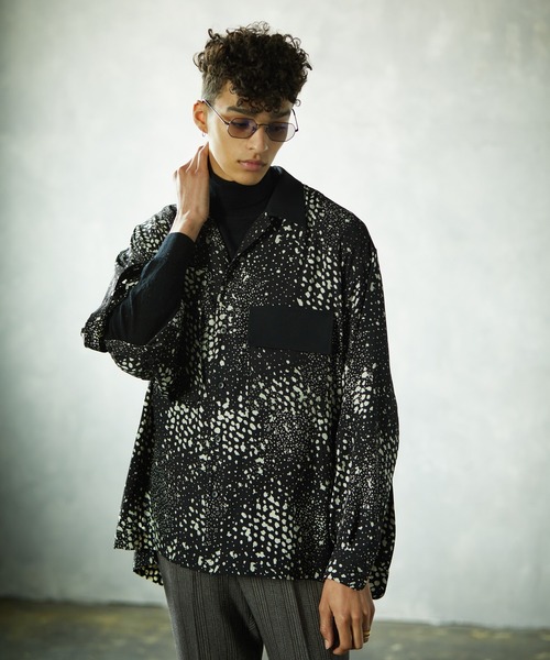 TAUPE（トープ）の「【TAUPE/トープ】 スリットスリーブバンビシャツ（シャツ/ブラウス・メンズ・ブラック/キャメル・1/2）」の2枚目の写真