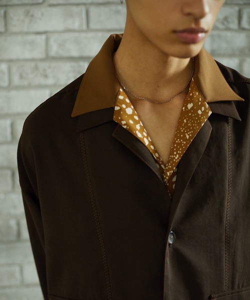 TAUPE（トープ）の「【TAUPE/トープ】 スリットスリーブバンビシャツ（シャツ/ブラウス・メンズ・ブラック/キャメル・1/2）」の6枚目の写真