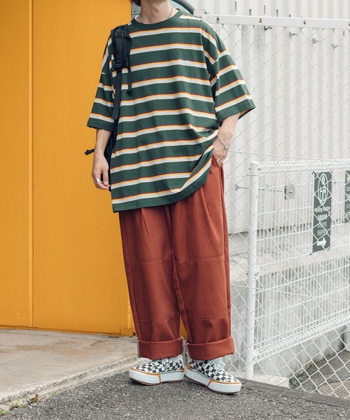 Perushu(ペルーシュ)の「ステッチワイドストレートパンツ(その他パンツ・メンズ・オフホワイト/オレンジ/ボルドー・SMALL/MEDIUM/LARGE)」の14枚目の写真