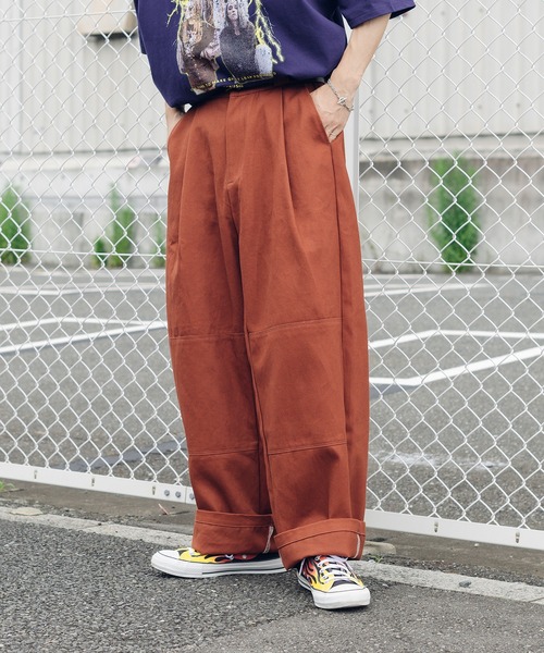 Perushu(ペルーシュ)の「ステッチワイドストレートパンツ(その他パンツ・メンズ・オフホワイト/オレンジ/ボルドー・SMALL/MEDIUM/LARGE)」の8枚目の写真