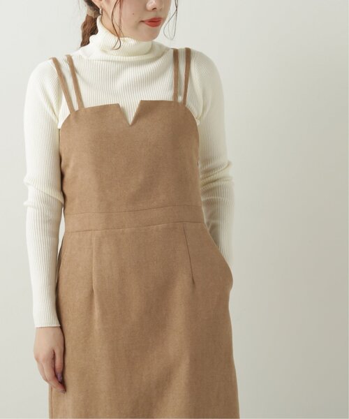 RAY CASSIN（レイカズン）の「Vカットナロージャンスカ（ジャンパースカート・レディース・ワイン/ブラック/ベージュ・FREE）」の12枚目の写真