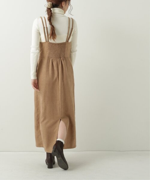 RAY CASSIN（レイカズン）の「Vカットナロージャンスカ（ジャンパースカート・レディース・ワイン/ブラック/ベージュ・FREE）」の14枚目の写真