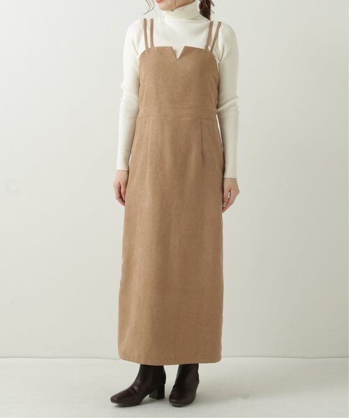 RAY CASSIN（レイカズン）の「Vカットナロージャンスカ（ジャンパースカート・レディース・ワイン/ブラック/ベージュ・FREE）」の15枚目の写真