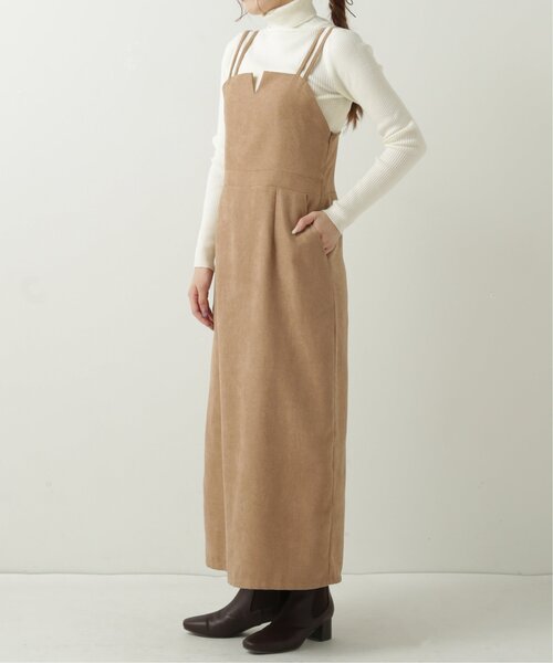 RAY CASSIN（レイカズン）の「Vカットナロージャンスカ（ジャンパースカート・レディース・ワイン/ブラック/ベージュ・FREE）」の16枚目の写真