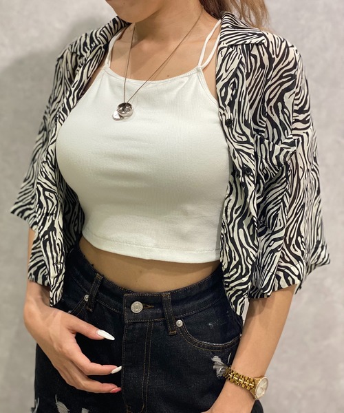 one way（ワンウェイ）の「【oneway Jeans】パット付きBACKクロスキャミ（タンクトップ・レディース・ホワイト/ブラック/ダークグリーン・FREE）」の2枚目の写真