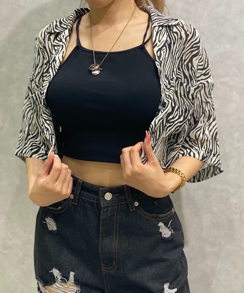 one way（ワンウェイ）の「【oneway Jeans】パット付きBACKクロスキャミ（タンクトップ・レディース・ホワイト/ブラック/ダークグリーン・FREE）」の3枚目の写真