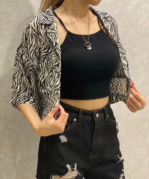 one way（ワンウェイ）の「【oneway Jeans】パット付きBACKクロスキャミ（タンクトップ・レディース・ホワイト/ブラック/ダークグリーン・FREE）」の7枚目の写真