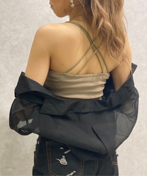 one way（ワンウェイ）の「【oneway Jeans】パット付きBACKクロスキャミ（タンクトップ・レディース・ホワイト/ブラック/ダークグリーン・FREE）」の10枚目の写真