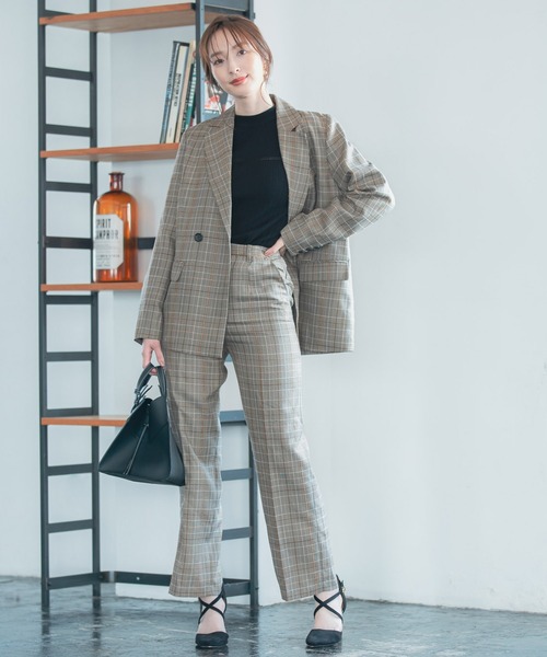 Andemiu（アンデミュウ）の「【セットアップ対応】アソートセミワイドパンツ219171（デニムパンツ・レディース・ブラック/ベージュ/チェック・SMALL/MEDIUM）」の8枚目の写真