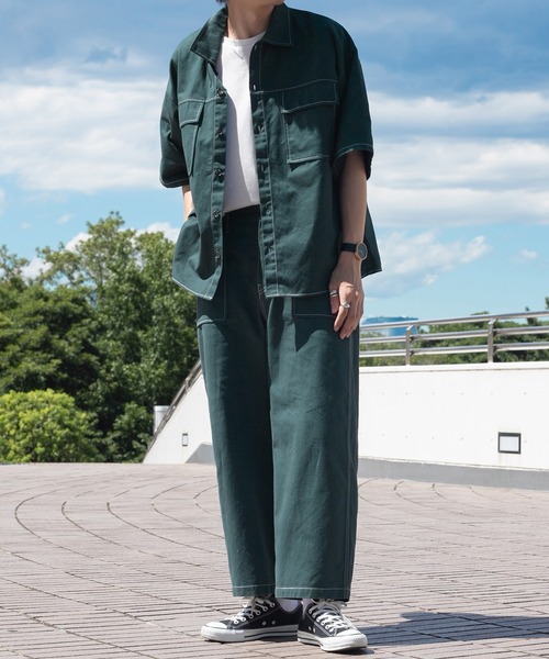 PairPair（ペアペア）の「配色ステッチワークパンツ/セットアップ対応(ユニセックス)（その他パンツ・メンズ・チャコールグレー/グリーン/ブラック・MEDIUM/LARGE）」の3枚目の写真