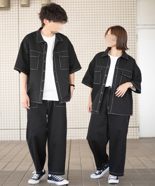 PairPair（ペアペア）の「配色ステッチワークパンツ/セットアップ対応(ユニセックス)（その他パンツ・メンズ・チャコールグレー/グリーン/ブラック・MEDIUM/LARGE）」の5枚目の写真