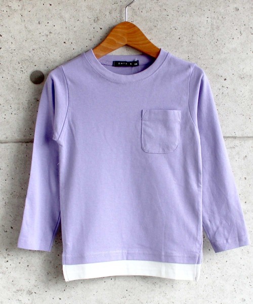 THE CASUAL（カジュアル）の「フェイクレイヤード 天竺 ビッグ ロンT キッズ（Tシャツ/カットソー・キッズ・ブラック/ベージュ/ネイビー/ブラウン/カーキ/ミント/モカ/ラベンダー/杢グレー/チャコール・110cm/120cm/130cm/140cm/150cm/160cm）」の10枚目の写真