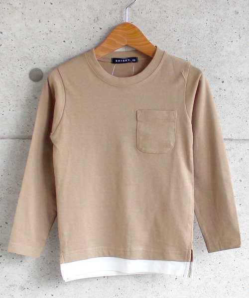 THE CASUAL（カジュアル）の「フェイクレイヤード 天竺 ビッグ ロンT キッズ（Tシャツ/カットソー・キッズ・ブラック/ベージュ/ネイビー/ブラウン/カーキ/ミント/モカ/ラベンダー/杢グレー/チャコール・110cm/120cm/130cm/140cm/150cm/160cm）」の6枚目の写真