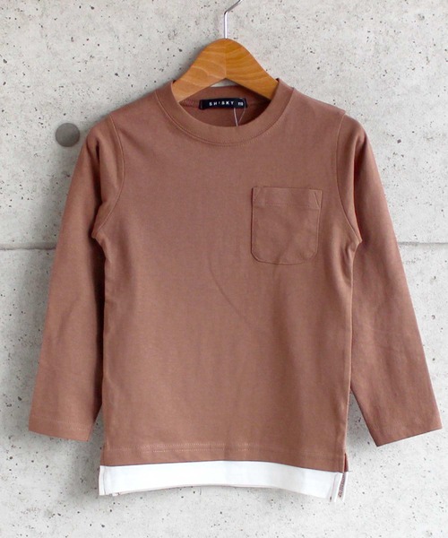 THE CASUAL（カジュアル）の「フェイクレイヤード 天竺 ビッグ ロンT キッズ（Tシャツ/カットソー・キッズ・ブラック/ベージュ/ネイビー/ブラウン/カーキ/ミント/モカ/ラベンダー/杢グレー/チャコール・110cm/120cm/130cm/140cm/150cm/160cm）」の5枚目の写真