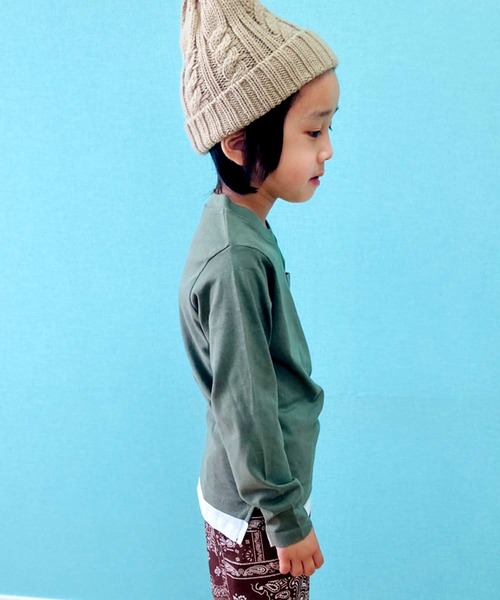 THE CASUAL（カジュアル）の「フェイクレイヤード 天竺 ビッグ ロンT キッズ（Tシャツ/カットソー・キッズ・ブラック/ベージュ/ネイビー/ブラウン/カーキ/ミント/モカ/ラベンダー/杢グレー/チャコール・110cm/120cm/130cm/140cm/150cm/160cm）」の16枚目の写真