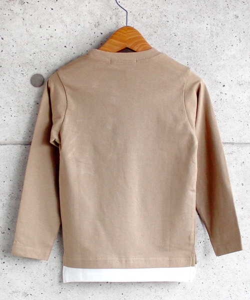 THE CASUAL（カジュアル）の「フェイクレイヤード 天竺 ビッグ ロンT キッズ（Tシャツ/カットソー・キッズ・ブラック/ベージュ/ネイビー/ブラウン/カーキ/ミント/モカ/ラベンダー/杢グレー/チャコール・110cm/120cm/130cm/140cm/150cm/160cm）」の12枚目の写真