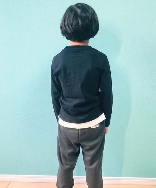 THE CASUAL（カジュアル）の「フェイクレイヤード 天竺 ビッグ ロンT キッズ（Tシャツ/カットソー・キッズ・ブラック/ベージュ/ネイビー/ブラウン/カーキ/ミント/モカ/ラベンダー/杢グレー/チャコール・110cm/120cm/130cm/140cm/150cm/160cm）」の19枚目の写真