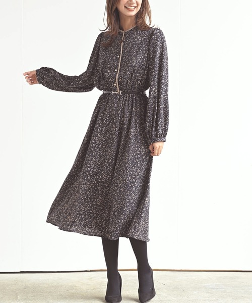 rps（アールピーエス）の「配色パイピングプリントワンピース（ワンピース・レディース・ブラック/ネイビー/キャメル・M）」の3枚目の写真