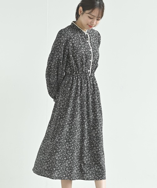 rps（アールピーエス）の「配色パイピングプリントワンピース（ワンピース・レディース・ブラック/ネイビー/キャメル・M）」の2枚目の写真