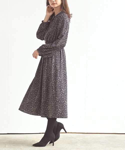 rps（アールピーエス）の「配色パイピングプリントワンピース（ワンピース・レディース・ブラック/ネイビー/キャメル・M）」の22枚目の写真