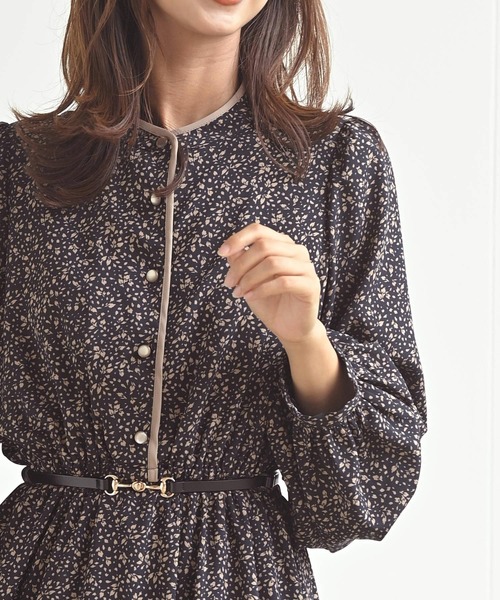 rps（アールピーエス）の「配色パイピングプリントワンピース（ワンピース・レディース・ブラック/ネイビー/キャメル・M）」の15枚目の写真