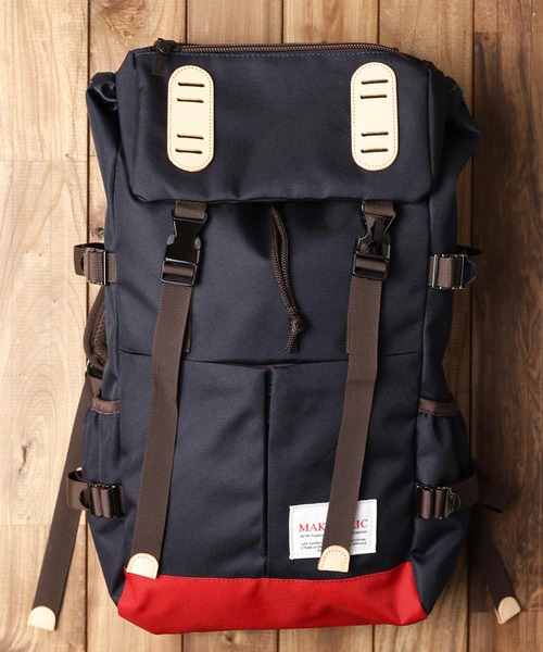 MAKAVELIC(マキャベリック)の「《MAKAVELIC》DOUBLE BELT PMD MIX DAYPACK(バックパック/リュック・レディース・ブラック/ネイビー系・FREE)」の1枚目の写真