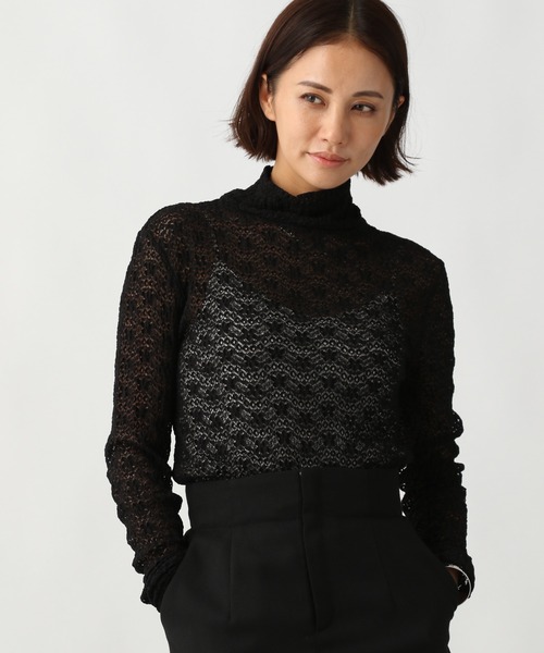 Ezick(エジック)の「シアーハイネックプルオーバー(Tシャツ/カットソー・レディース・グリーン/ブラック・FREE)」の11枚目の写真