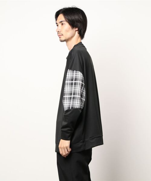 semantic design（セマンティックデザイン）の「セマンティックデザイン/semantic design チェックパーツ クルーネック長袖ビッグプルオーバーTシャツ（Tシャツ/カットソー・メンズ・ホワイト/ブラック・MEDIUM/X-LARGE/LARGE）」の4枚目の写真