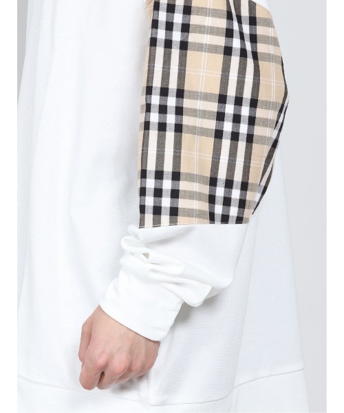 semantic design（セマンティックデザイン）の「セマンティックデザイン/semantic design チェックパーツ クルーネック長袖ビッグプルオーバーTシャツ（Tシャツ/カットソー・メンズ・ホワイト/ブラック・MEDIUM/X-LARGE/LARGE）」の9枚目の写真