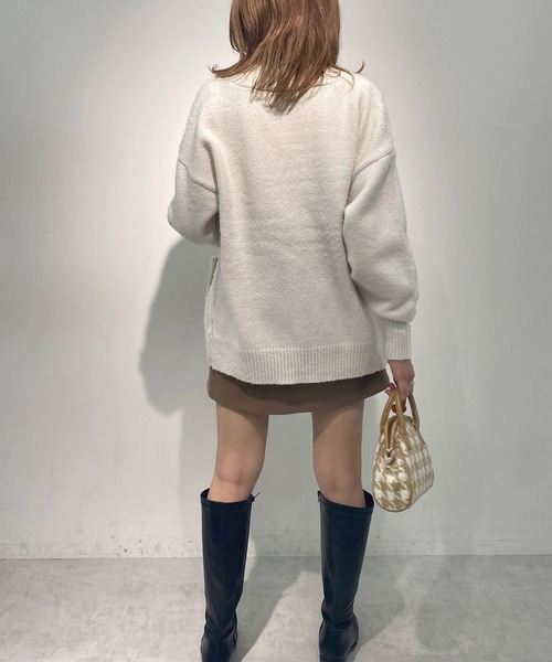 OLIVE des OLIVE（オリーブデオリーブ）の「【人気アイテム再入荷】ゆるっと＆ほっこり。起毛Vネックカーディガン（カーディガン/ボレロ・レディース・オフホワイト/ピンク/サックスブルー/グリーン/モスグリーン/ブラック・FREE）」の22枚目の写真