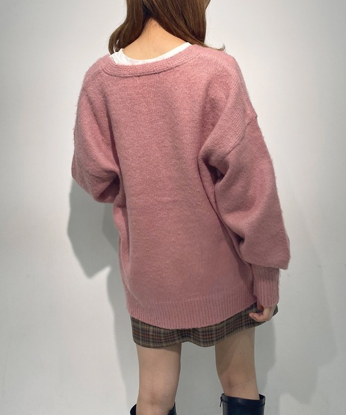 OLIVE des OLIVE（オリーブデオリーブ）の「【人気アイテム再入荷】ゆるっと＆ほっこり。起毛Vネックカーディガン（カーディガン/ボレロ・レディース・オフホワイト/ピンク/サックスブルー/グリーン/モスグリーン/ブラック・FREE）」の20枚目の写真