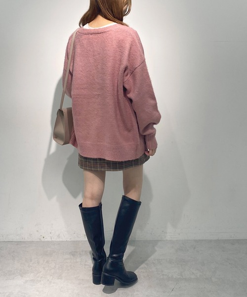 OLIVE des OLIVE（オリーブデオリーブ）の「【人気アイテム再入荷】ゆるっと＆ほっこり。起毛Vネックカーディガン（カーディガン/ボレロ・レディース・オフホワイト/ピンク/サックスブルー/グリーン/モスグリーン/ブラック・FREE）」の15枚目の写真